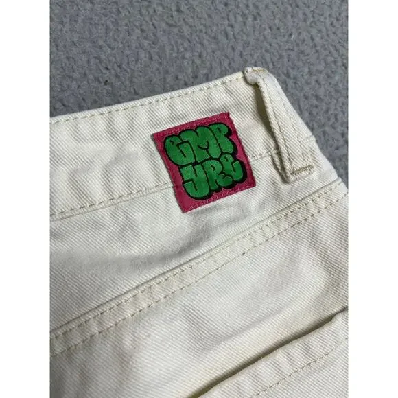 Empyre Tori Cargo Jeans 2 High Rise Baggy Wide Leg Y2K White Denim Pants XS - Picture 8 of 16